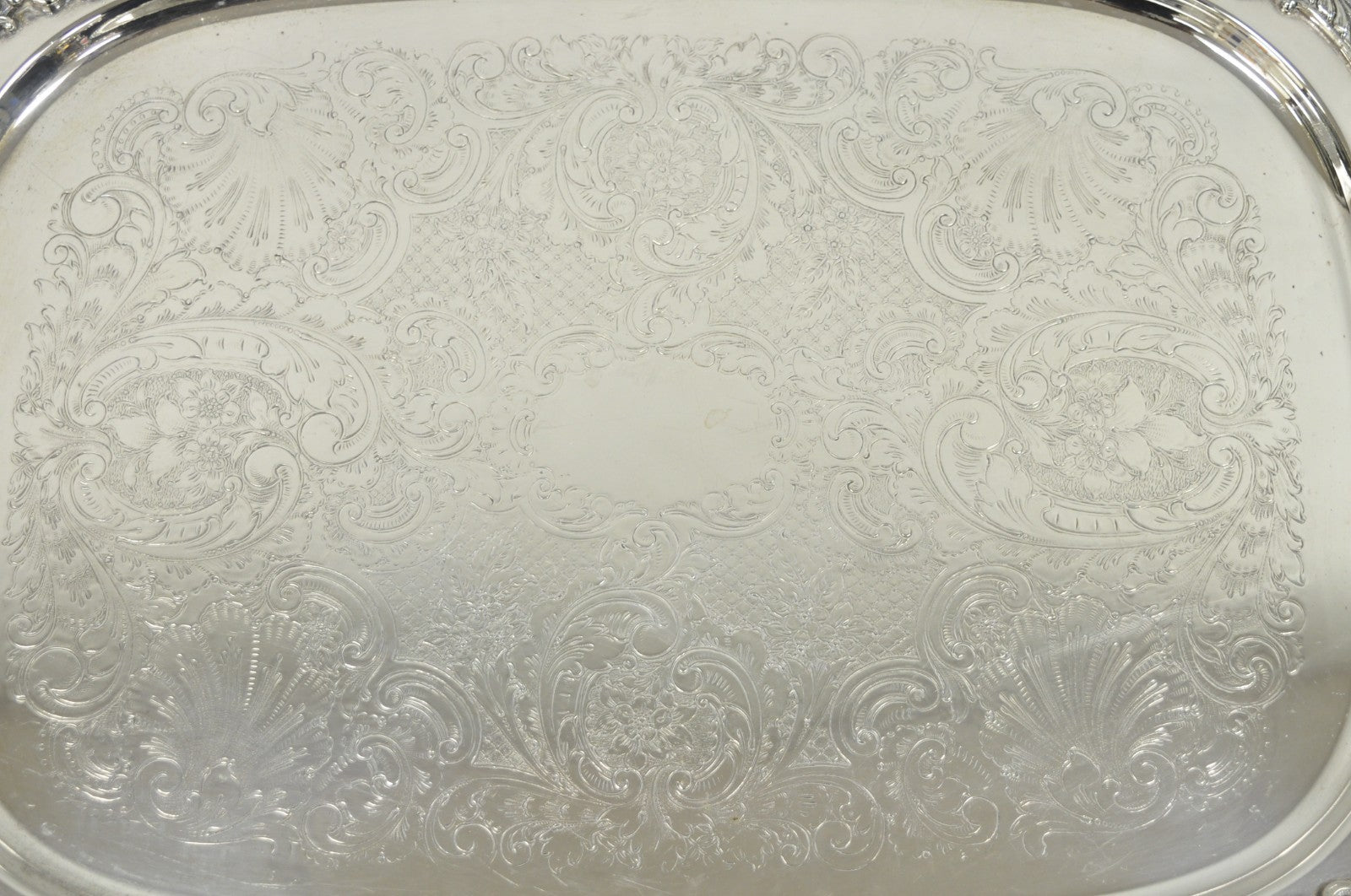 Antique English Victorian Silver Plated Ornate Twin Handle Bar Tray by BSC
