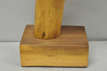 Vintage Mid Century Modern 19" Male Nude Abstract Solid Carved Wood Sculpture
