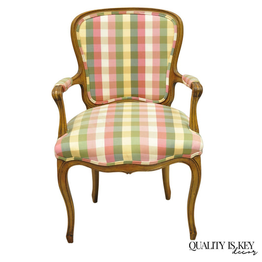 Vintage French Country Louis XV Style Plaid Arm Chair by Simon Loscertales Bona