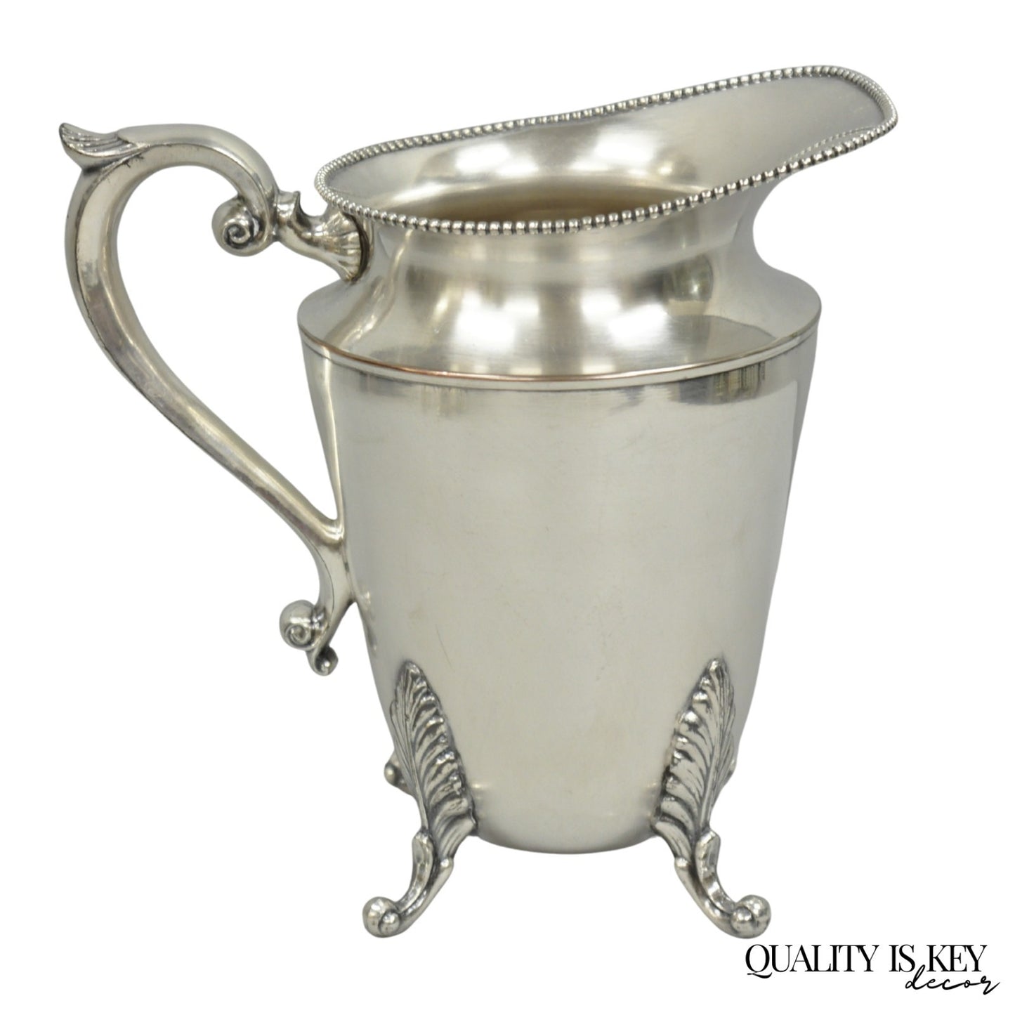 Vintage Victorian Silver Plated Bulbous Footed Water Pitcher w/ Handle by HS