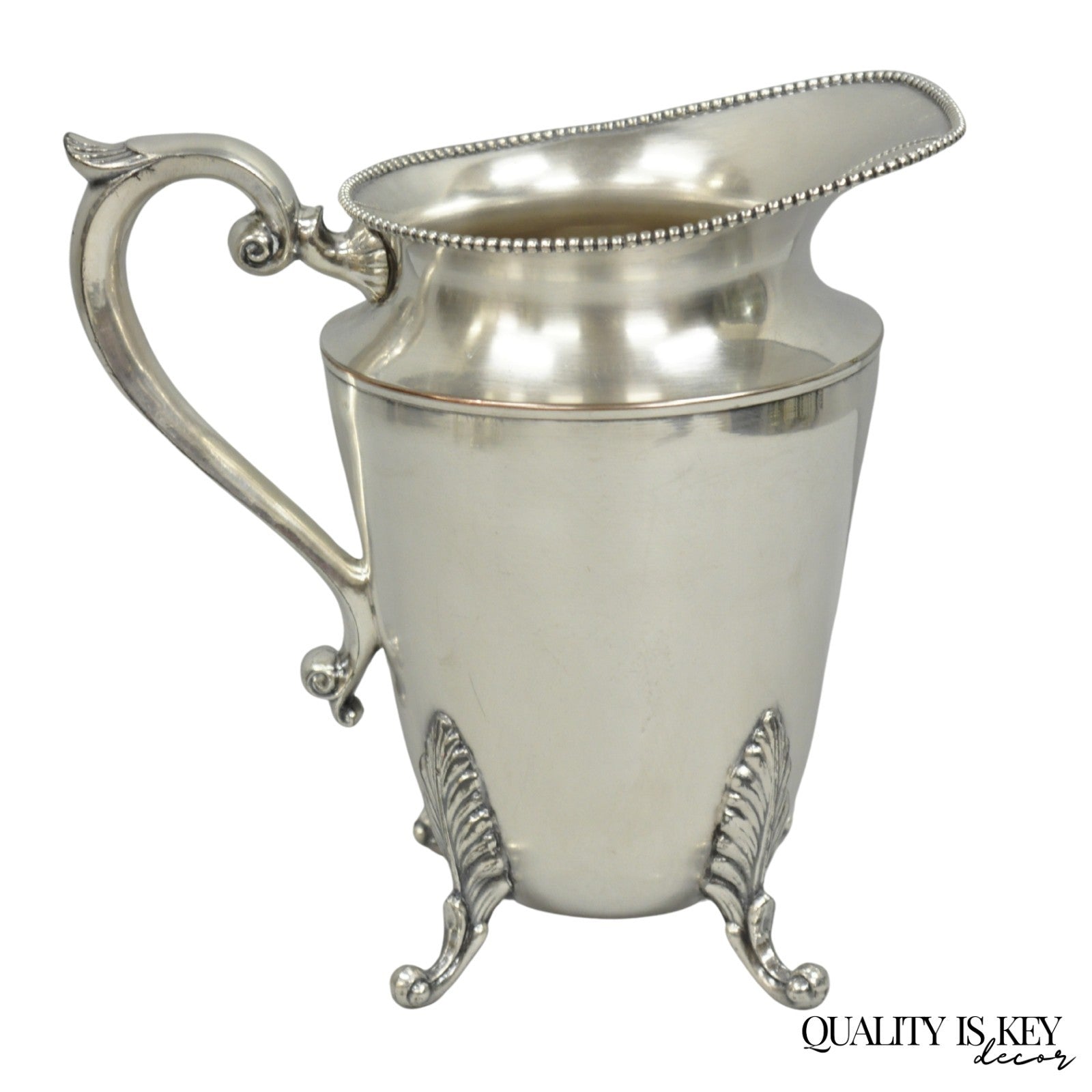 Vintage Victorian Silver Plated Bulbous Footed Water Pitcher w/ Handle by HS