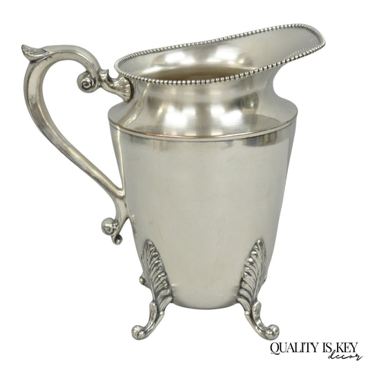 Vintage Victorian Silver Plated Bulbous Footed Water Pitcher w/ Handle by HS