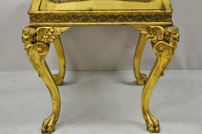 Antique French Empire Gold Gilt Cherub Vitrine Curio Cabinet w/ Onyx Pedestal