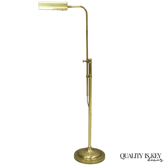 Vintage Mid Century Modern Brass Adjustable Task Pharmacy Reading Floor Lamp