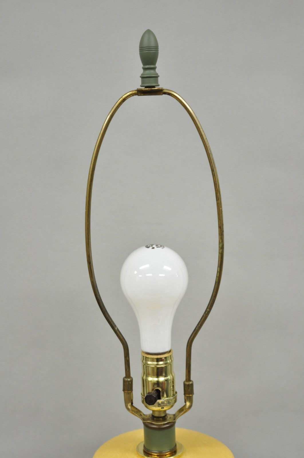 Mid Century Modern Large Volcanic Glazed Pottery Yellow & Green Table Lamp