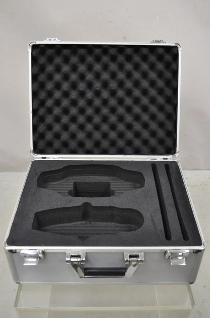 Modern Silver Aluminum Metal 17" Hard Case Storage Box Briefcase Carry On Bag