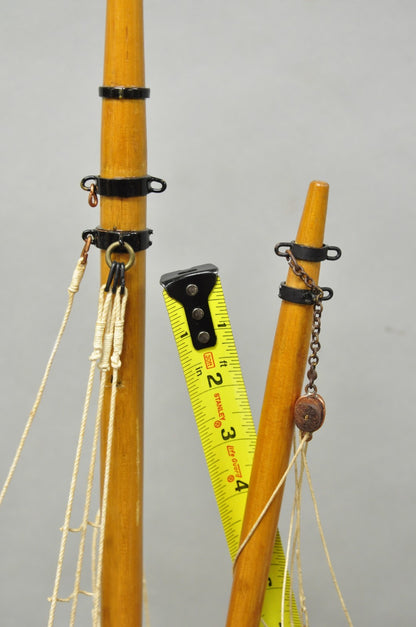 Large 48" Vintage Wooden Fishing Vessel Model Ship Yellow Hull South Korean Flag