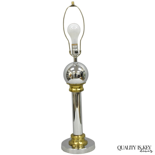 Vintage Mid Century Modern Chrome Ball & Column George Kovacs Style Table Lamp