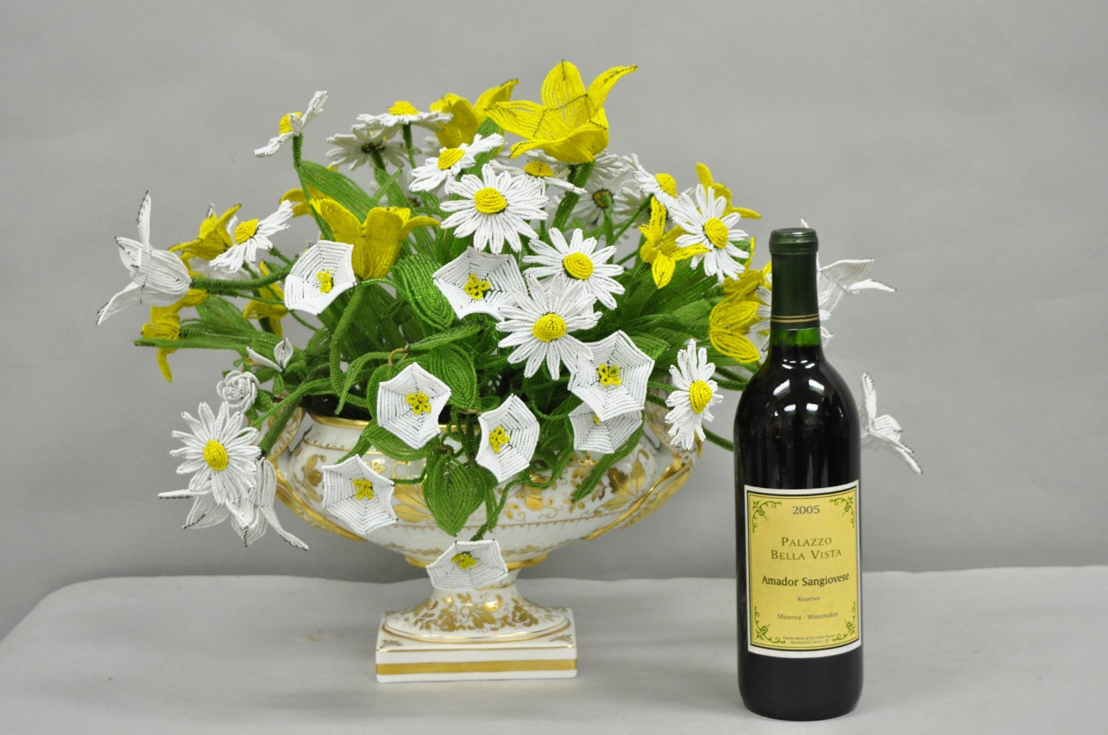 Antique Limoges French Regency White & Gold Porcelain Swan Urn Vase Cachepot