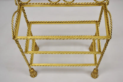 Italian Hollywood Regency Gold Gilt Iron 3 Tier Shelf Small Display Stand (A)