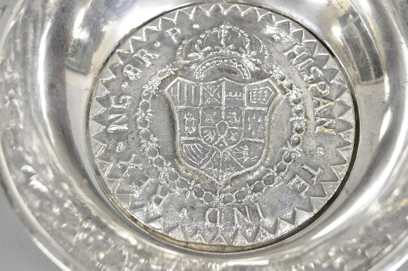 Vintage Spanish Renaissance Silver Plated Coat of Arms Communion Cup Bowl
