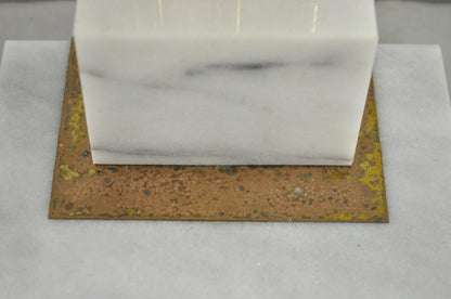 Vintage Mid Century Modern Art Deco Marble & Brass Bankers Desk Lamp w/ Shade