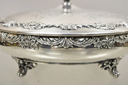 Reed & Barton Victorian Silver Plated Round Lidded Twin Handle Serving Dish