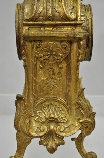 S. Marti Medaille de Bronze Gold French Victorian Porcelain Figural Shelf Clock