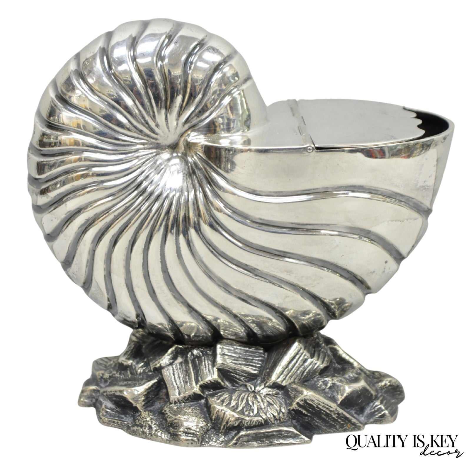 Antique Victorian Silver Plated Nautilus Figural Shell Form Spoon Warmer