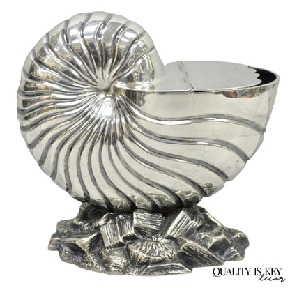 Antique Victorian Silver Plated Nautilus Figural Shell Form Spoon Warmer
