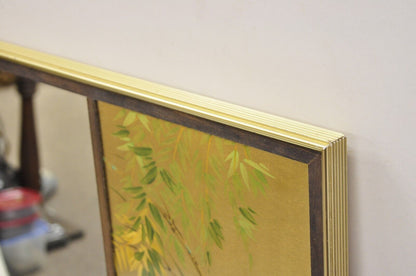 Vintage LaBarge Chinoiserie Floral Gold Gilt Decorated Rectangular Wall Mirror