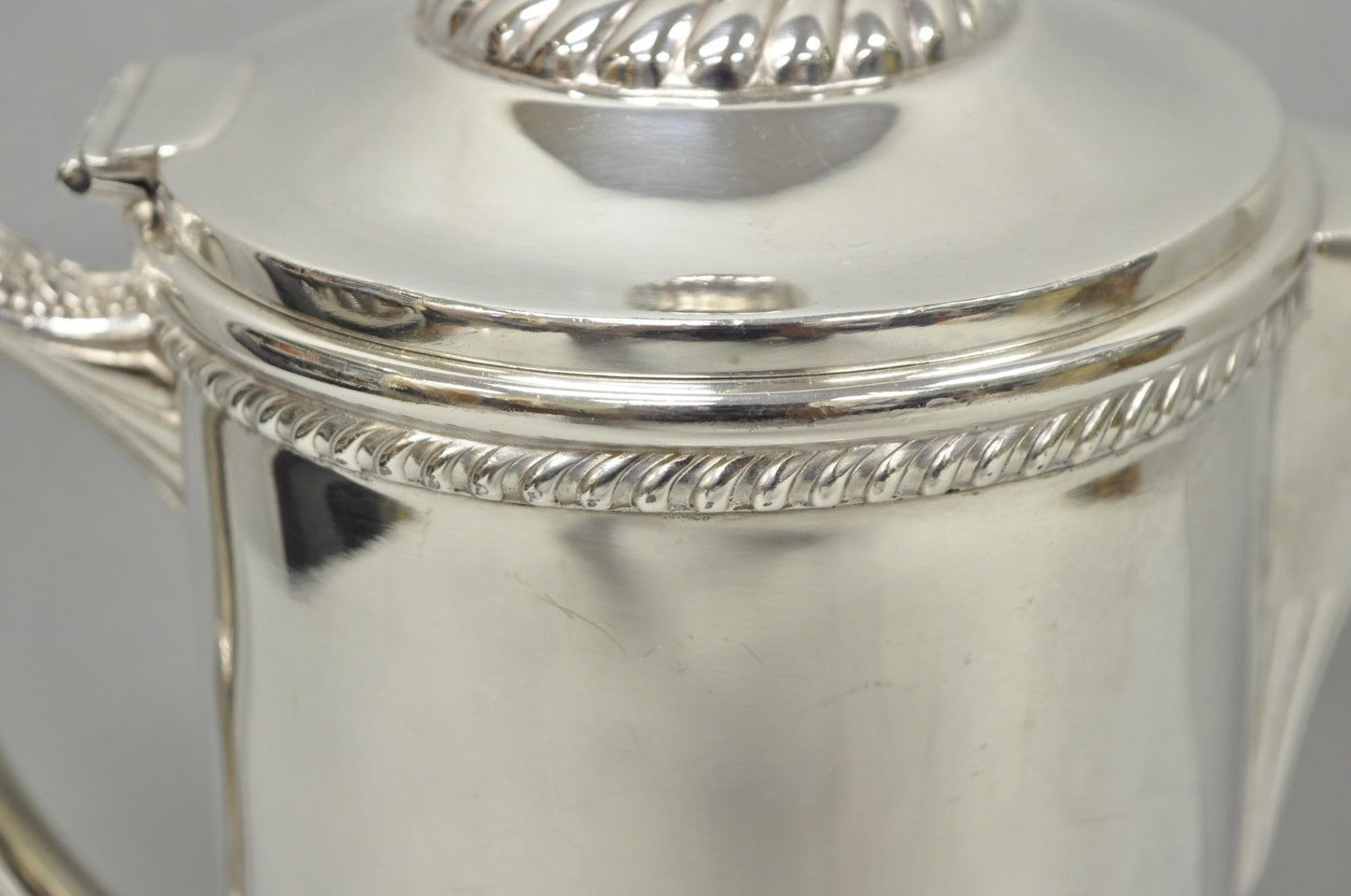 Antique English Victorian Silver Plated Enamel Line Large Beverage Water Pitcher