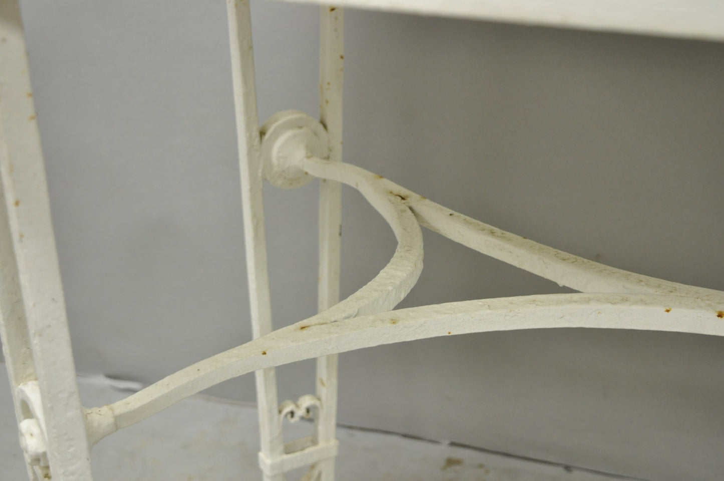 Antique Gothic Renaissance Wrought Iron Stretcher Base Potting Side Table (A)