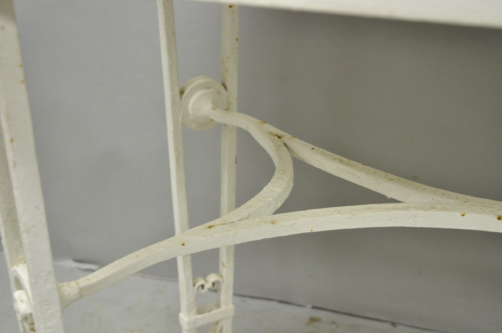 Antique Gothic Renaissance Wrought Iron Stretcher Base Potting Side Table (A)