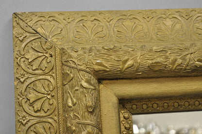 Antique Victorian Gold Giltwood Gesso Leaf Vine Small Black Forrest Wall Mirror