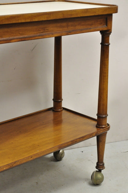 Vintage Regency Style Mahogany 2 Tier Rolling Server Narrow Bar Cart by Hadleigh