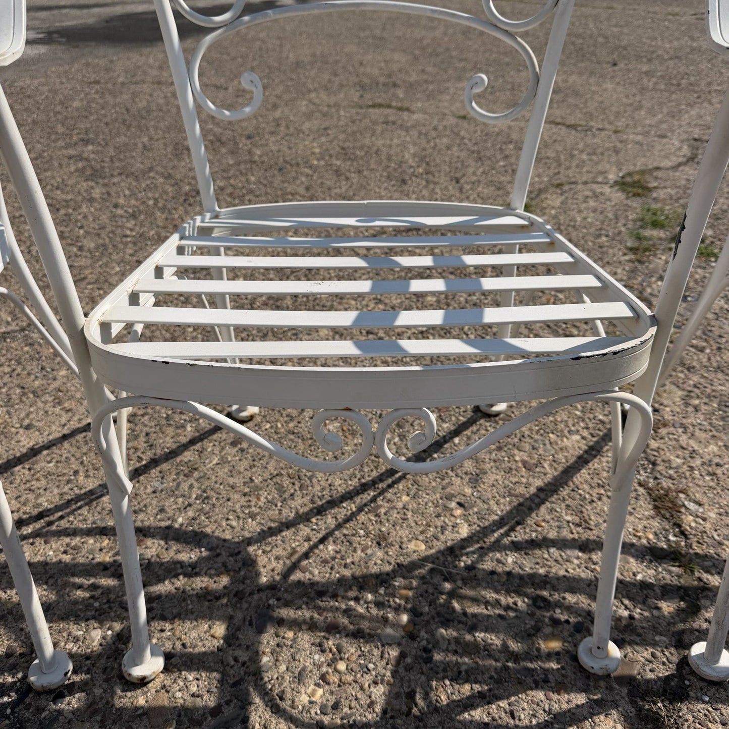 Wrought Iron Scrolling Patio Dining Arm Chairs by Crown Leisure - Set of 4