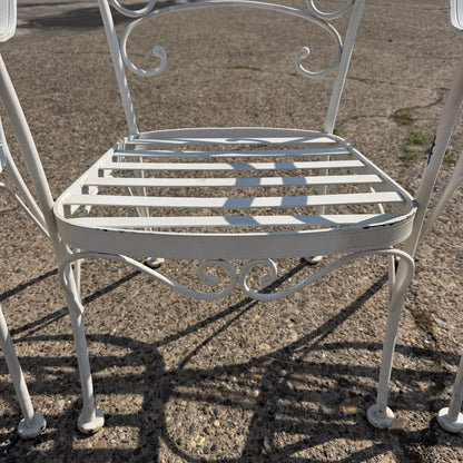 Wrought Iron Scrolling Patio Dining Arm Chairs by Crown Leisure - Set of 4