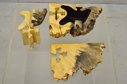 Richard Rothbard Mid Century Modern Burl Wood Live Edge Puzzle Jewelry Box