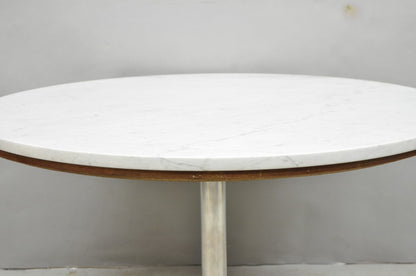 Vintage Mid Century Modern Knoll Style Pedestal Base Marble Top Coffee Table