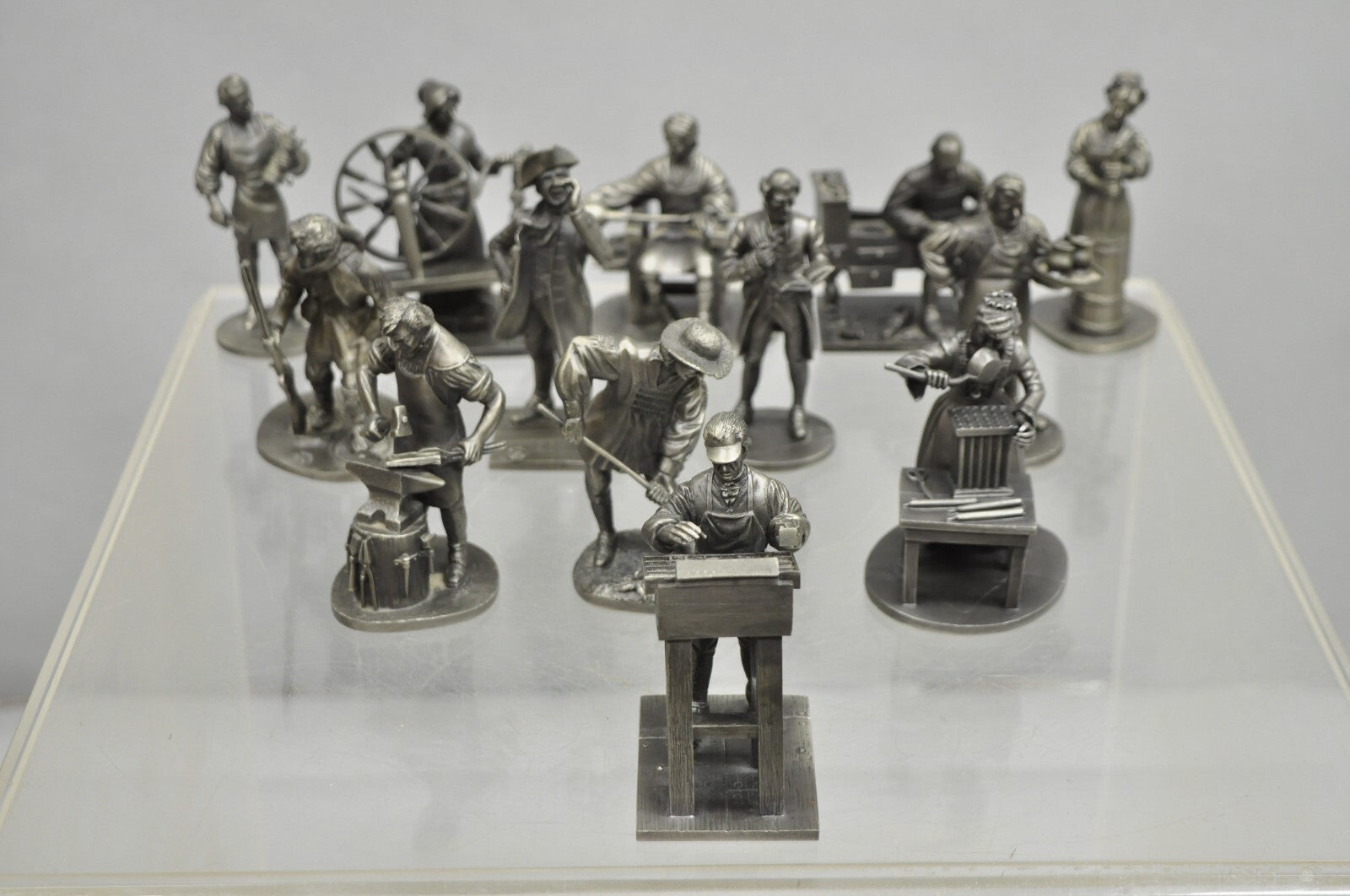 Vintage Franklin Mint 1974 Pewter People of Colonial America Full Figurine Set