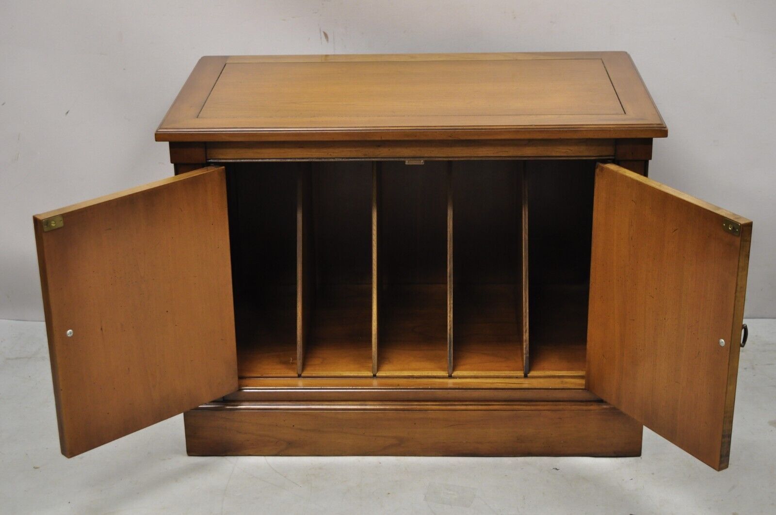 Vintage Century Furniture Hollywood Regency 2 Door Walnut Record Console Cabinet