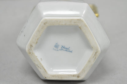 Antique Nippon Twin Handled Pink Hand Painted Porcelain Hexagon Gold Rimmed Vase