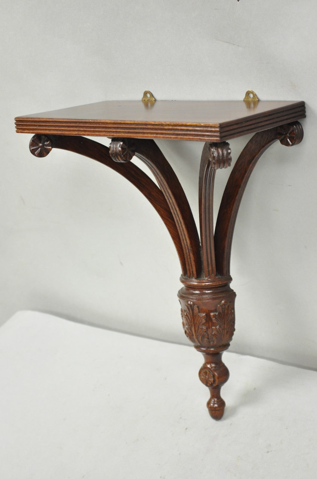 Regency Style Mahogany Plume Prince of Wales Carved Wall Mount Bracket Shelf