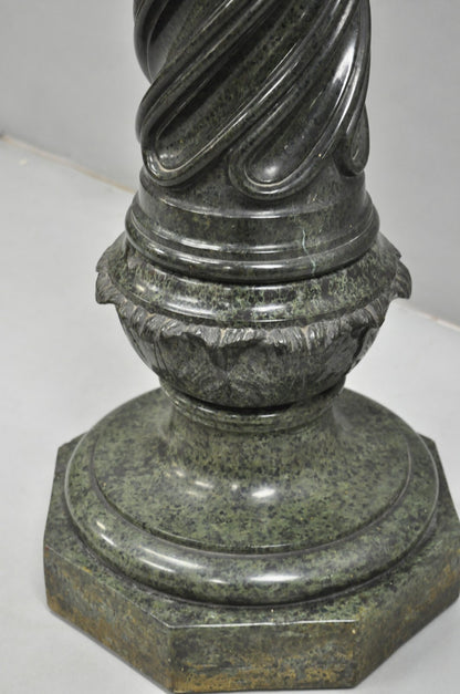 Antique Italian Green Marble Empire Classical Spiral Carved Column Pedestal