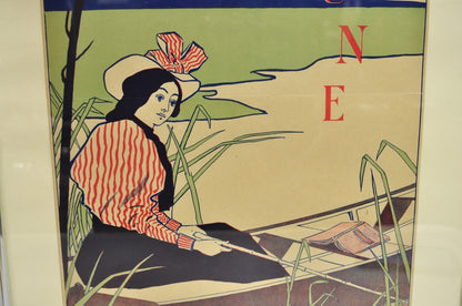 Antique Art Deco Will Carqueville Lippincott's "June" Framed Lithograph Print