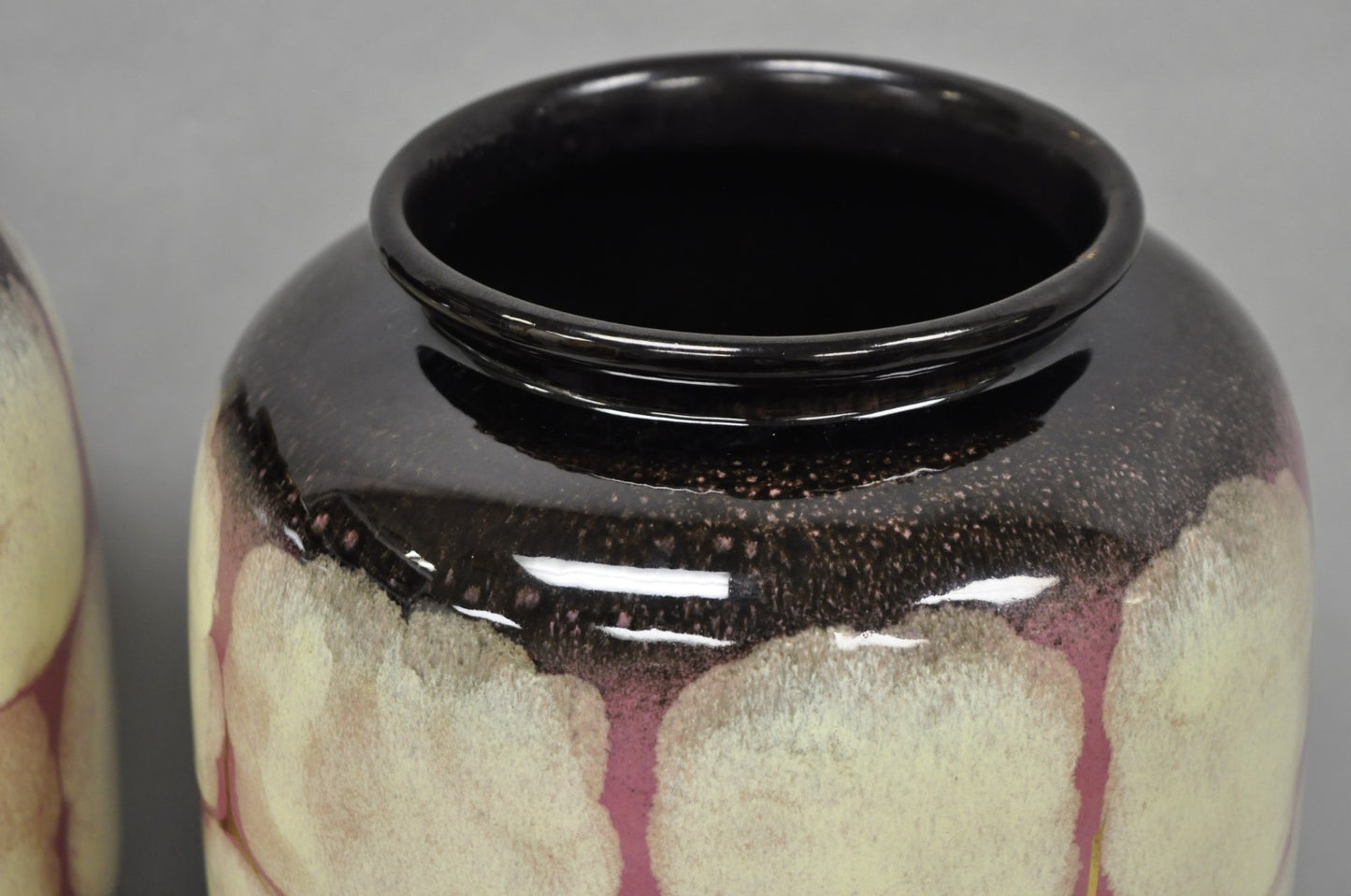 Mid Century Modern Carstens Tönnieshof Tortoise Shell 15" Pottery Vase - a Pair
