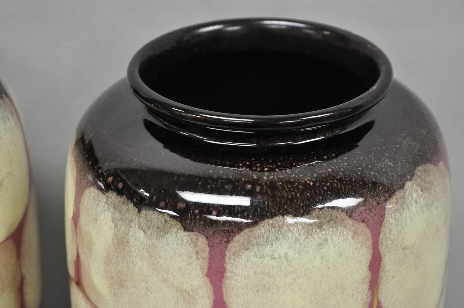 Mid Century Modern Carstens Tönnieshof Tortoise Shell 15" Pottery Vase - a Pair