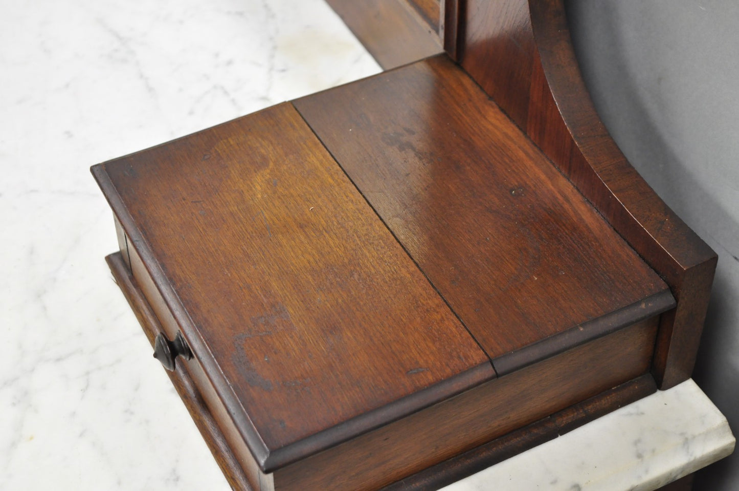 Antique Eastlake Victorian Carved Walnut Marble Top Washstand Dresser w/ Mirror