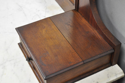 Antique Eastlake Victorian Carved Walnut Marble Top Washstand Dresser w/ Mirror