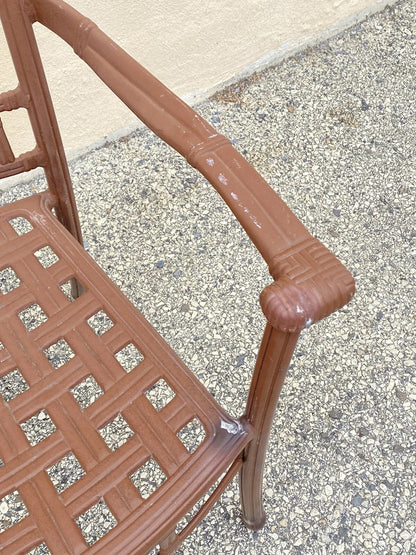 Cast Aluminum Basket Weave Lattice Rattan Metal Patio Outdoor Arm Chair