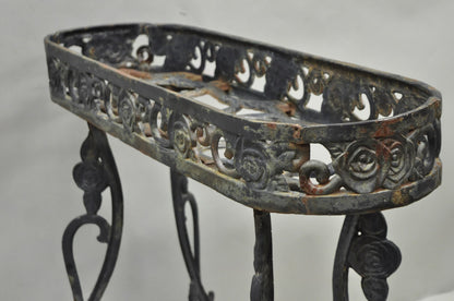 Vintage French Art Nouveau Style Heavy Wrought Iron Garden Planter Plant Stand