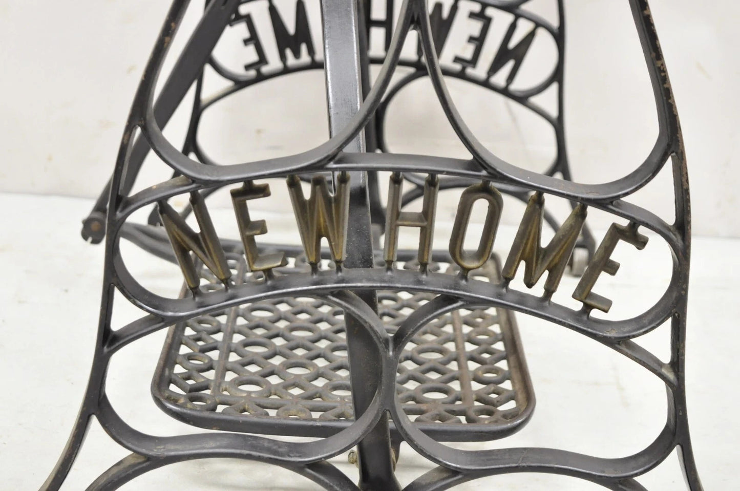 Antique Black Cast Iron Treadle Sewing Machine Table Base by New Home