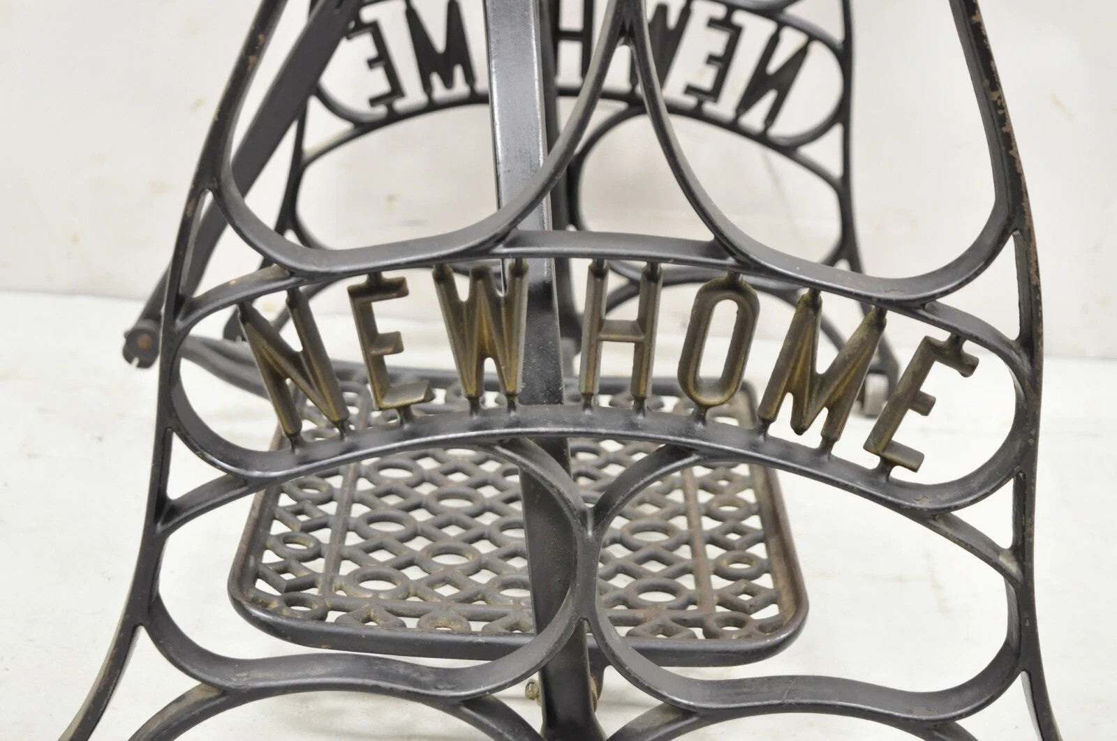 Antique Black Cast Iron Treadle Sewing Machine Table Base by New Home