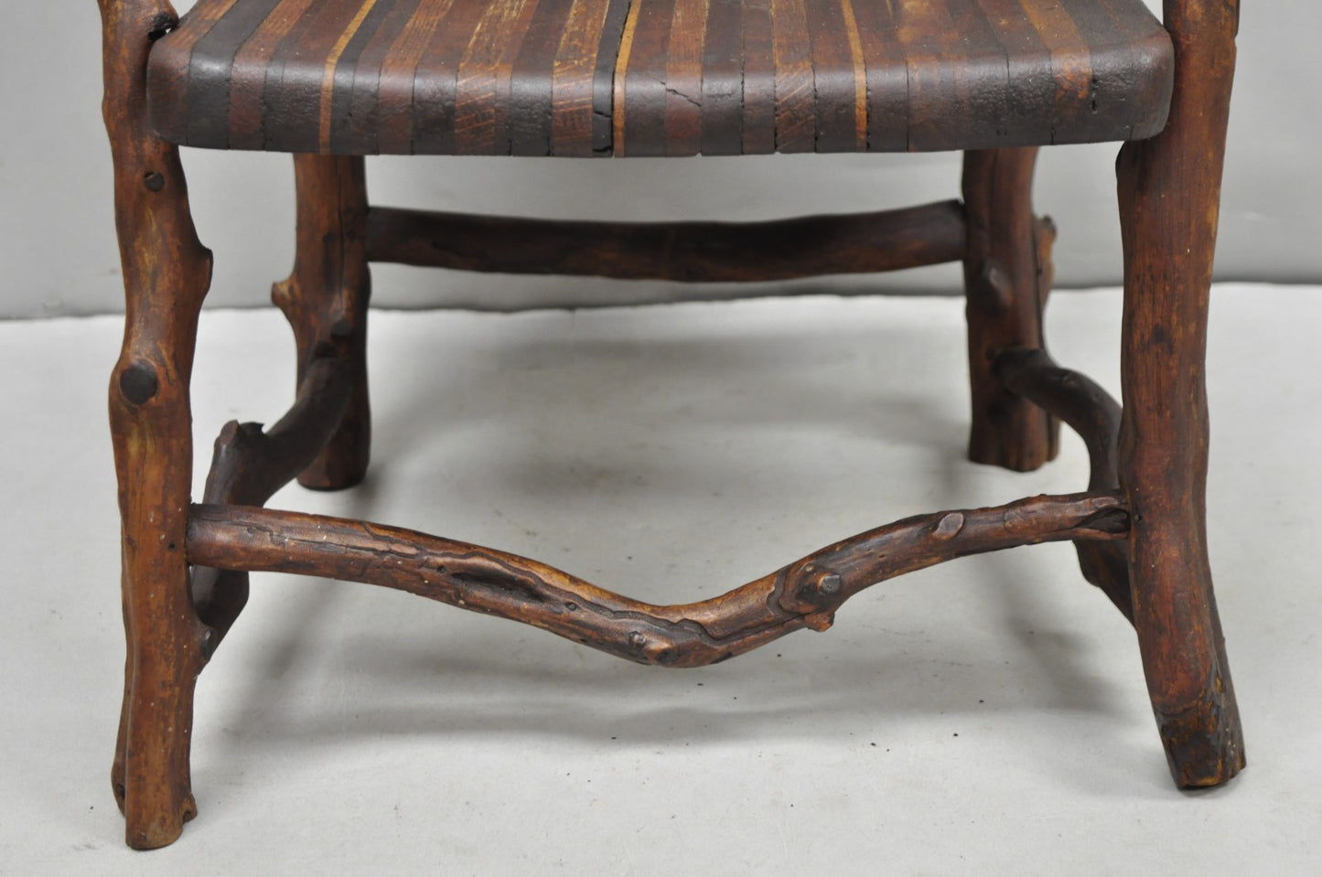 Antique Folk Art Handmade Wooden Twig Branch Adirondack Small Childs Chair