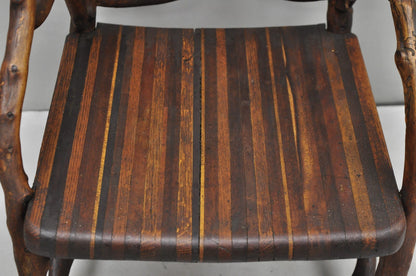 Antique Folk Art Handmade Wooden Twig Branch Adirondack Small Childs Chair