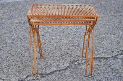 Vintage Salterini Mid Century Modern Wrought Iron Nesting Side Tables - Set of 3