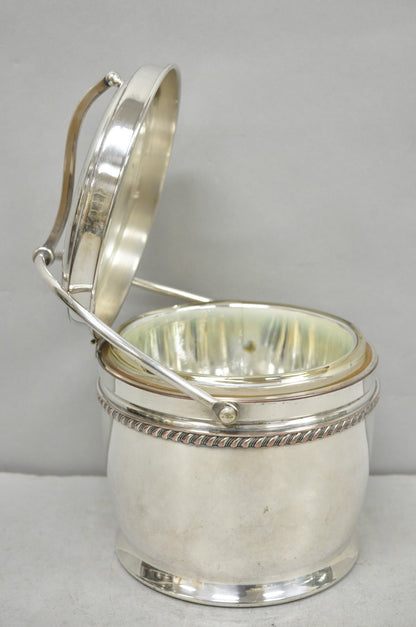 Vintage Bernard Rice's Sons Silver Plated Reticulating Hinge Lid Bar Ice Bucket