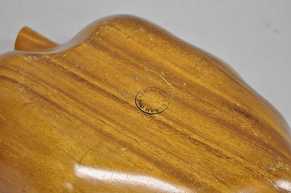 Vintage Mid Century Modern Monkey Pod Carved Koa Wood Banana Leaf 16" Fruit Bowl
