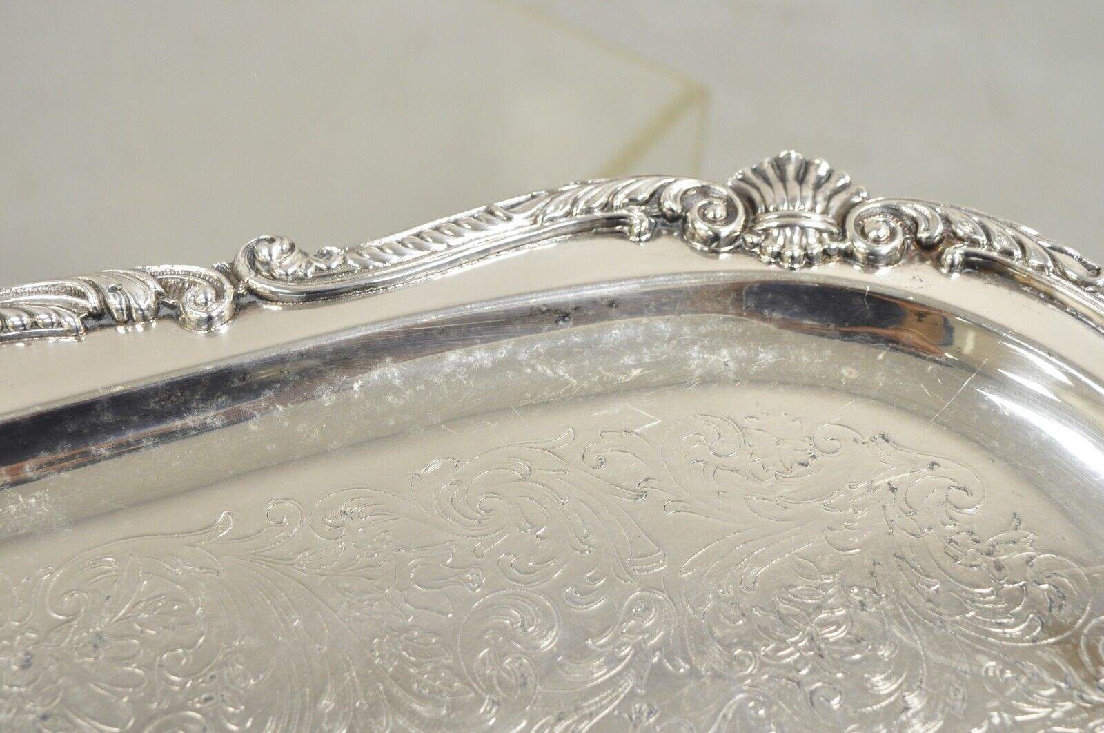 Vintage English Victorian BSC Silver Plater Twin Handle Serving Platter Tray